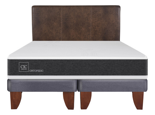 Cama Europea New Ortopedic King Respaldo Baker Gris