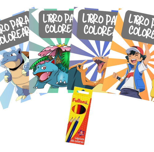 Pack 4 Libros Para Colorear Pokémon