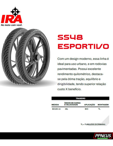 Pneu 80 100 14 Ss48 Rinaldi Biz 100/125 Pop 110