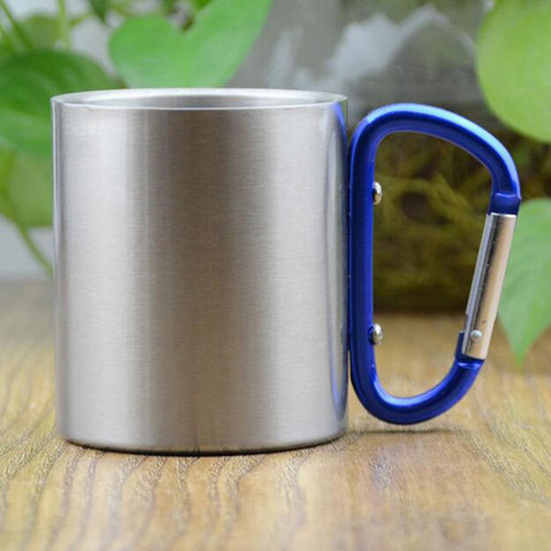 2x Mosquetón Tazas Taza De Camping Viajes Libre Metal