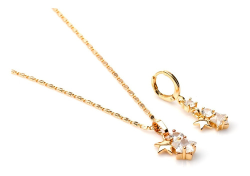 Imagem 1 de 5 de Colar + Brinco Delicado Zircônias P/ Presentear