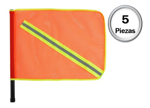 Banderola D Malla Naranja Con Reflejante Empaque 5 Pz