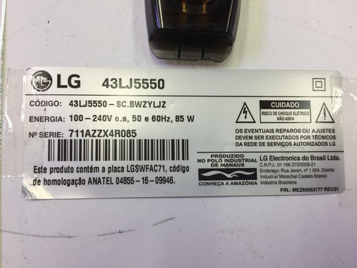 Peças Tv Lg 43lj5550 (não Compre Sem Acertarmos O Preço)