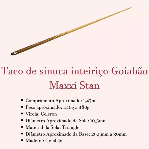 Taco de Sinuca Oficial Baianinho de Maua Maxxi Inteirico + Giz Maxxi