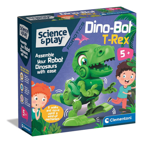 Clementoni- Dino Bot T-rex, Set Armar Y Aprender Robótica