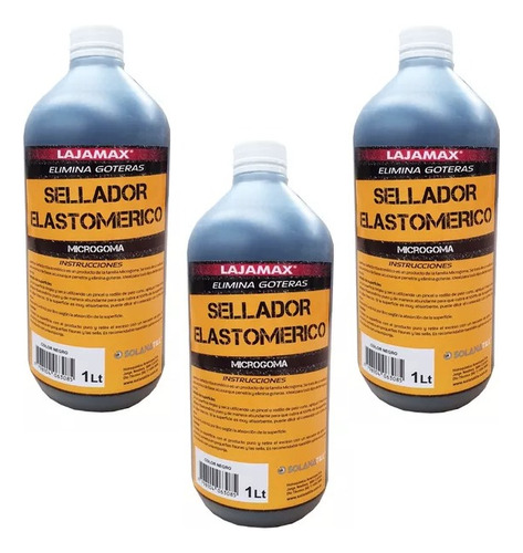 Sellador Elastomerico Negro Lajamax Para Microfisura Pack X3