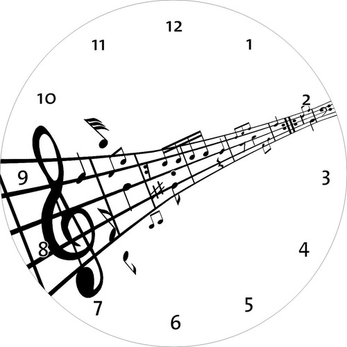 Kit 3 Relógios De Vinil Para Paredes Pautas Musicais Branco