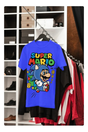 Polera Unisex Mario Bros Sonic Game Sega Algodon Estampado