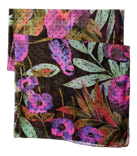 Pañuelo Desigual Floral Con Lunares De Terciopelo