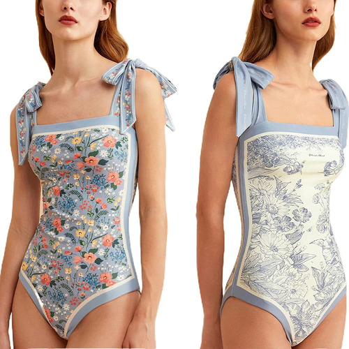 Traje De Baño De Una Pieza Ab Reversible Floral For Mujer