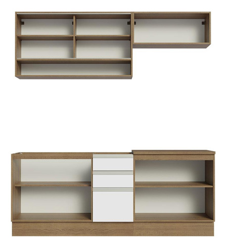 Cocina Integral Completa Madesa Glamy 200cm Con Tarja Mb Color Marrón/Blanco