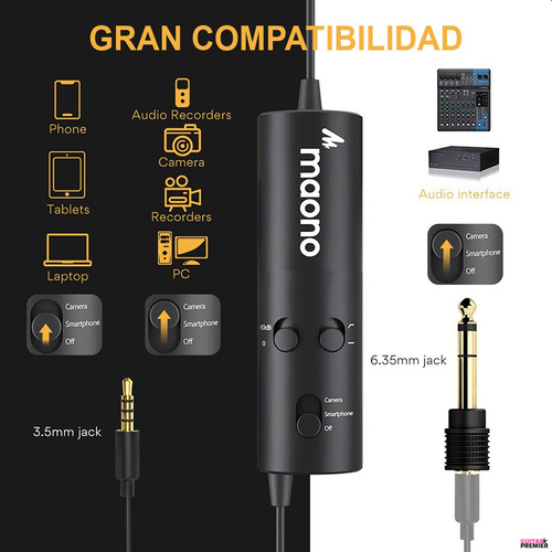 Microfono Lavalier Condenser Omnidireccional Cable 6m Maono