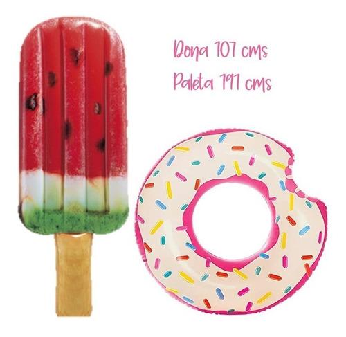 Combo Inflables Intex Dona Helado Paleta Salvavidas
