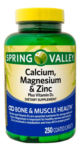 Calcio+magnesio+zinc+vitamina D3, Spring Valley. 250 Tabs