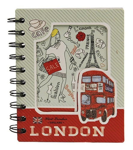 Mini Cuaderno Anotador London Cities Hojas Rayadas Espiral