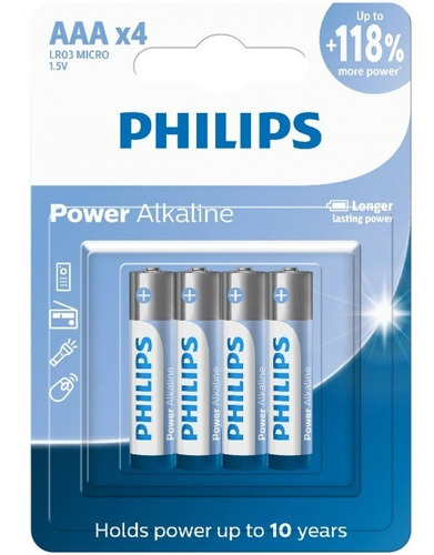 Pilha Alkalina Philips Aaa Com 4