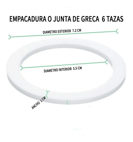 Empacadura De Cafetera Greca 6 Tazas 2 Unidades