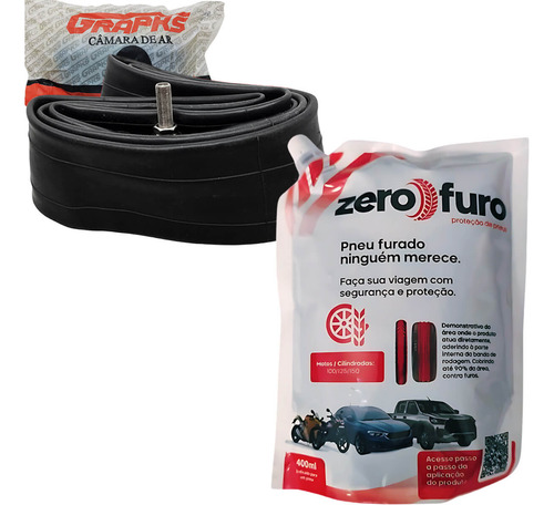Kit Camara Ar 250-17 + Vacina Pneu 400 Ml Grapks + Michelin