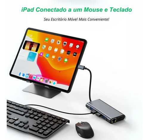 Hub Adaptador 10 Em 1 Tipo C Usb 3.0 Hdmi Rj45 Micro Sd Tf