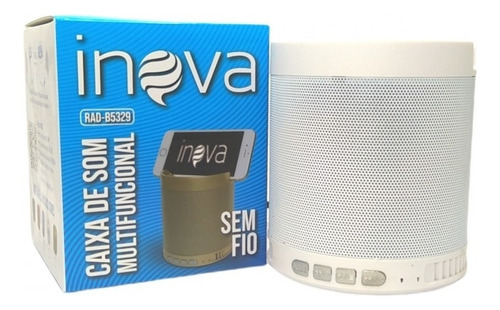 Caixa De Som Bluetooth Rádio Fm Usb P2 Suporte Para Celular Cor Branco