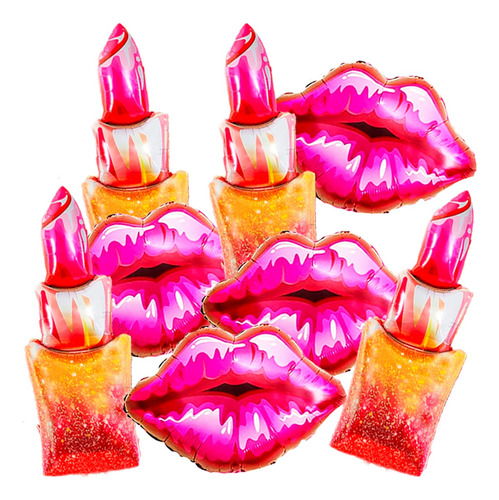 4 Art Globo Lapiz Labial Besos Boca Kiss Rosa Fucsia Barbie