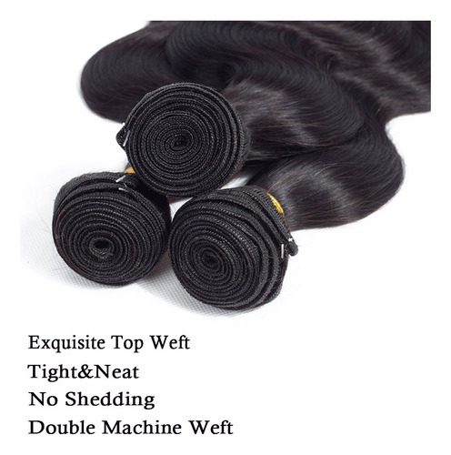 Cabello Virgen Brasileño Ondulado, 3 Paquetes, Cabello Human