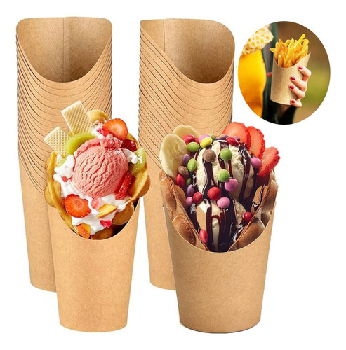 50 Pcs Vasitos Desechables Para Postres Para Fiestas 14oz Color Marrón