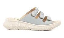 Comprar Zueco De Mujer Batistella Sandalias De Cuero Tramado Celeste