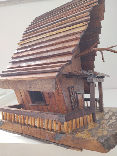 Casinha De Passarinho Rústica Bruxa Madeira Imbuia /peroba