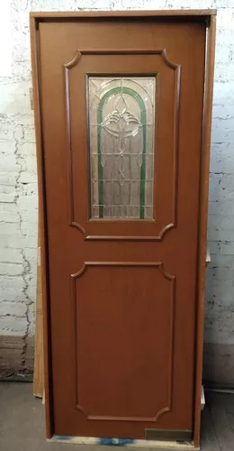 Puerta de Madera Sólida de Cedro con Vitral Modelo Majestic