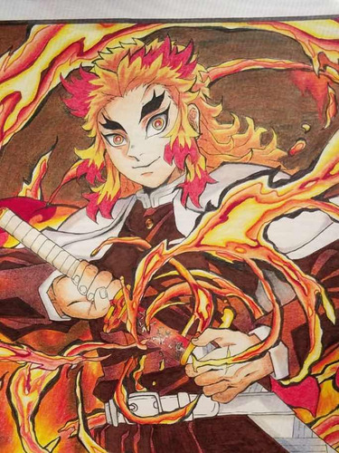 Dibujo De Rengoku Serie Anime Demon Slayer Jimetsu No Jaiba (Usado)