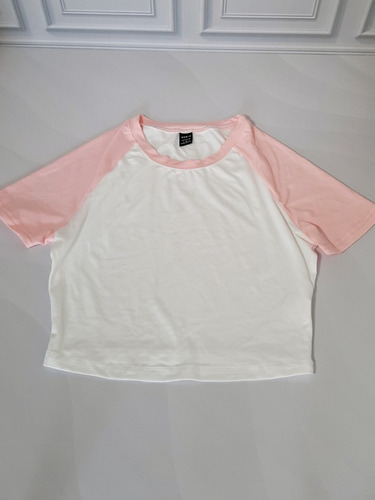 Franela Blanca Con Rosado Talla S Shein Original