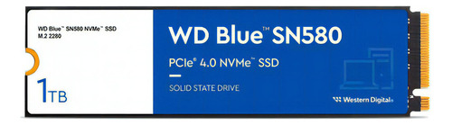 Western Digital Blue Solid State 1 Tb M.2 Sn580 Wds100t3b0e Cor Azul