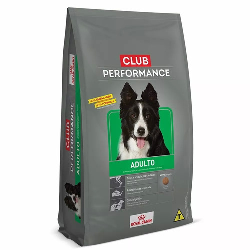 Ração Para Cachorro Club Performance Adult 15kg Royal Canin.