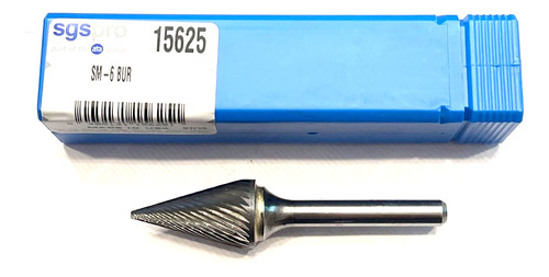 Sgs Cone Shape Sm-6 Carbide Burr 5/8  Diameter 1/4  Shan Ssf