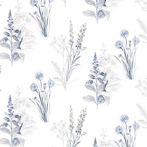 Flora Papel Pintado Pre-encolado Norwall Af37716, Azul,
