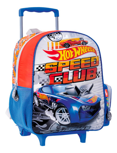 Mochila Con Carro Hot Wheels 16 PuLG Primaria Nene Original