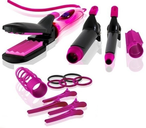 Imagen 4 de 10 de Planchita de pelo GA.MA Italy Multistyler Too Chic rosa y negra 110V/240V