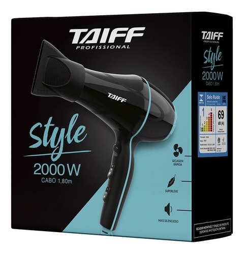 Secador De Cabelo Taiff Style Red 2000w Profissional Cor Preto 220v