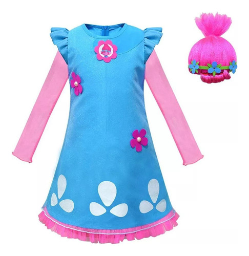 S Vestidos Para Niñas Trolls Poppy Cosplay Vestido Manga