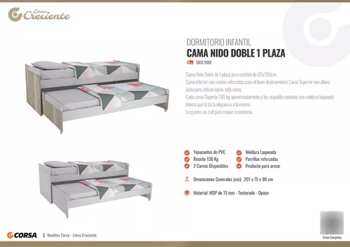 Cama Nido Doble - 900 - Corsa Muebles - Tienda Online