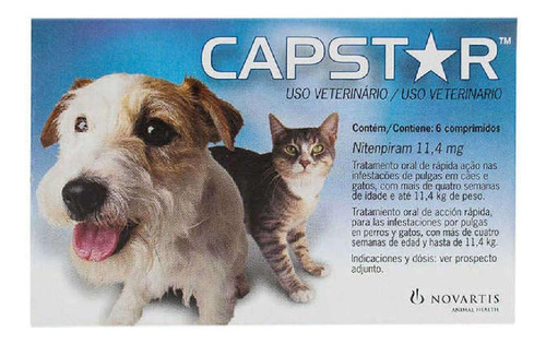 2 Uni Capstar 11,4mg 6 Comp Antipulgas Cães E Gatos - Elanco