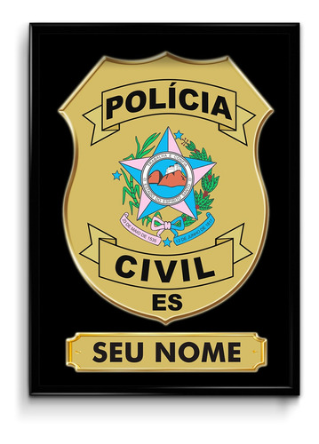 Quadro Tecido Brilho Polícia Civil Espírito Santo 45x33 Cm