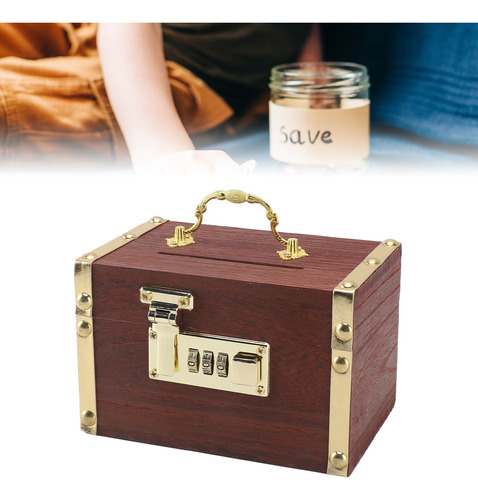 Caja De Almacenamiento De Dinero De Madera Con Cerradura Con