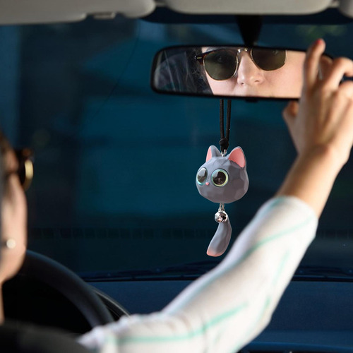 Colgante Para Espejo De Auto Con Figura De Gato De Resina