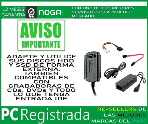 Imagen 2 de 6 de Adaptador Ide Sata Usb Discos Pc Ssd Grabadora Cd Dvd Pcreg