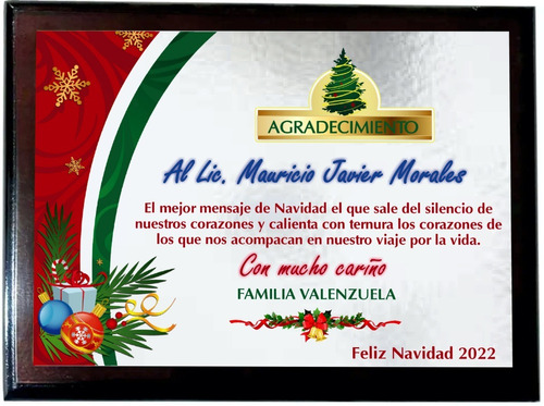 Regalo Navideño Tipo Reconocimiento, Cuadro, Diploma, Título