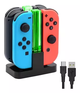 Estación Carga 4 Puertos Joy-con Para Nintendo Switch Luces