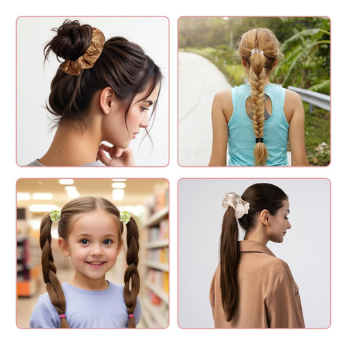 Set De 40 Scrunchies De Satén, Gomas Para El Pelo.