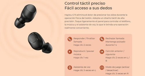 Auricular in-ear gamer inalámbrico Haylou GT Series GT5 negro con luz LED